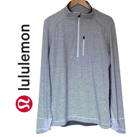 lululemon athletica Cypress Run Striped 1/2 zip with Thumb Holes | L - Picture 1 of 9